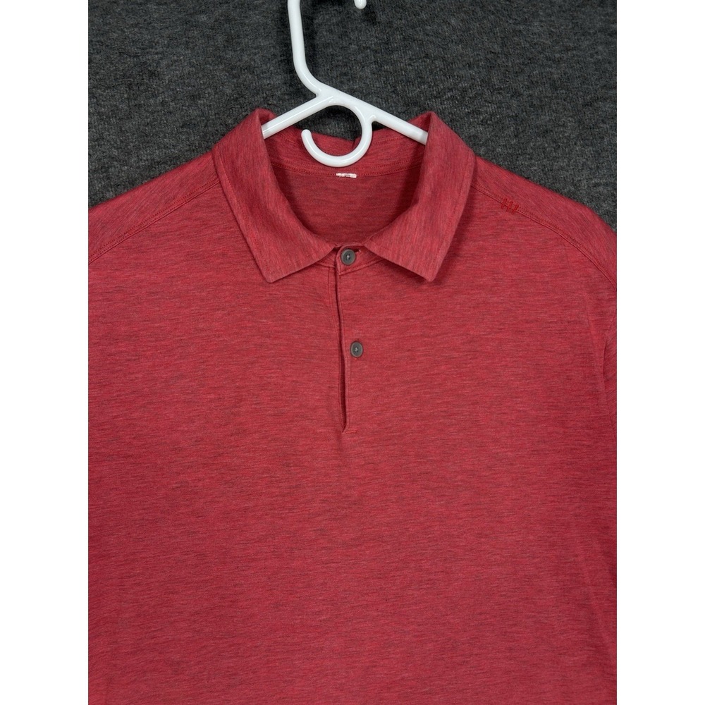 Lululemon Evolution Polo Shirt Mens M Heather red‎ Golf Short sleeve